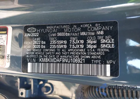 2022 Hyundai Ioniq 5 Se из США, поврежденный, VIN KM8KMDAF9NU106921